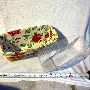 Longaberger basket with fabric and plastic liner